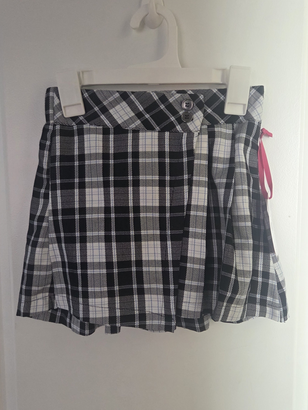 Justice Black & White Plaid Pleated Skirt